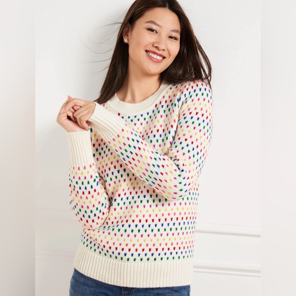 Talbots Puff Sleeve Crewneck Pullover - Speckled Dots! Great condition.